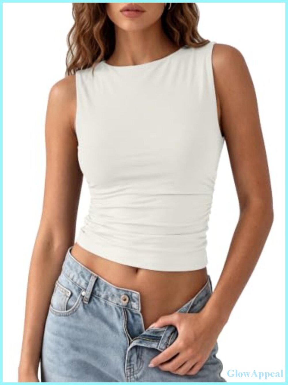 Double Lined Ruched Tank Top Buttery Soft Sleeveless Summer Going Out Yoga